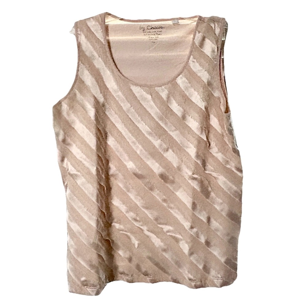 Textured Knit Tank Top Pink Chico's Sz 1 M Coquette Sleeveless Suit Layer